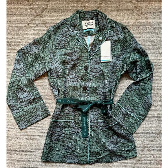 Scotch & Soda Anthropologie Feather Pajama Blazer Boho Drapey Womens Sz S - Picture 1 of 13